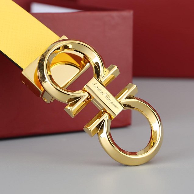 Feragamo gancini original calfskin belt 25mm F0001 yellow