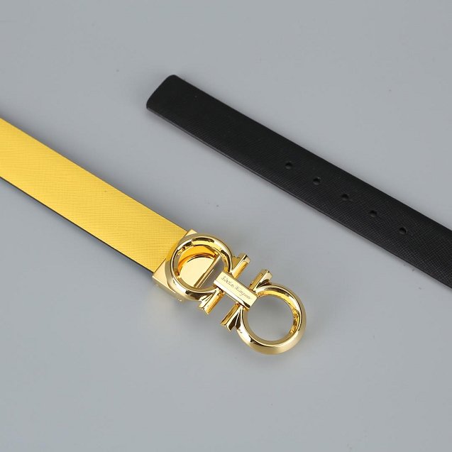 Feragamo gancini original calfskin belt 25mm F0001 yellow
