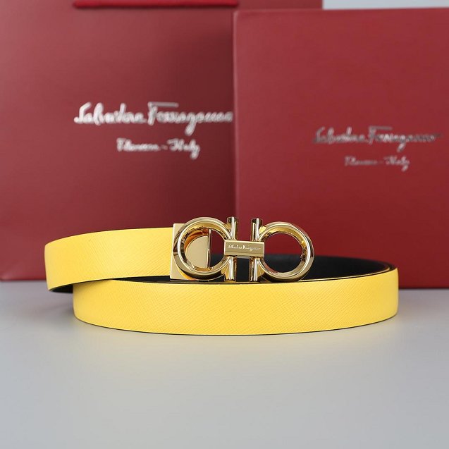 Feragamo gancini original calfskin belt 25mm F0001 yellow
