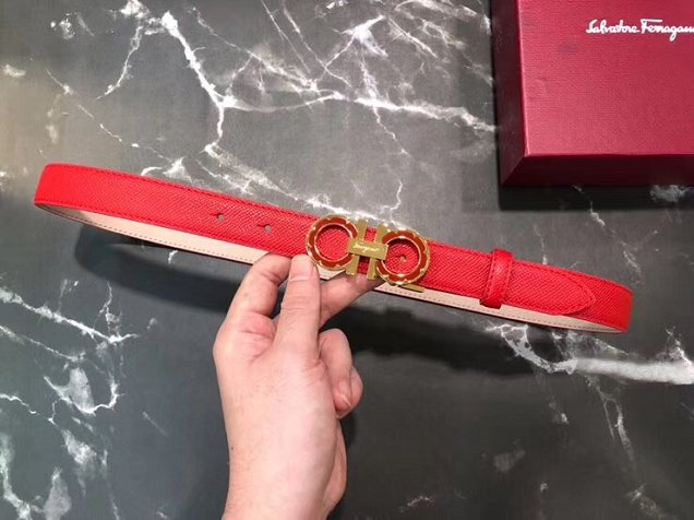 Feragamo gancini original calfskin belt 25mm F0002 red
