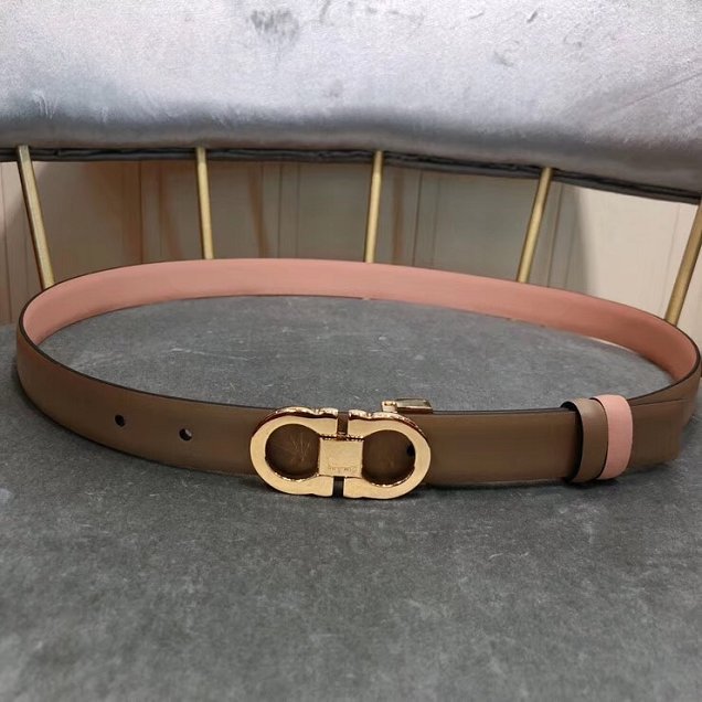 Feragamo gancini original calfskin belt 25mm F0005 nude