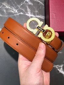 Feragamo gancini original calfskin belt 25mm F0009 caramel