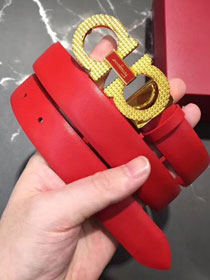 Feragamo gancini original calfskin belt 25mm F0009 red