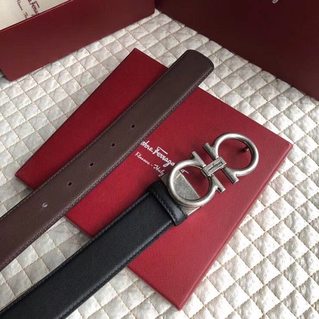 Feragamo gancini original calfskin belt 35mm F0007 black