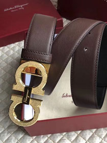 Feragamo gancini original calfskin belt 35mm F0008 dakr coffee