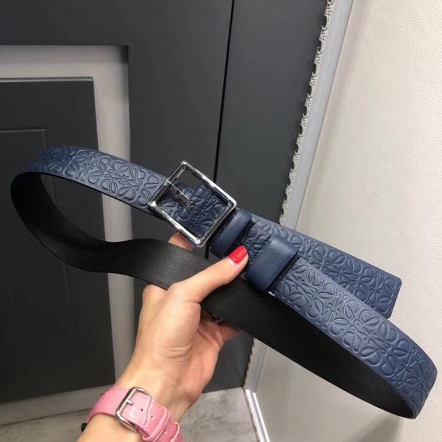 Loewe original calfskin belt 34mm LW0003 navy blue