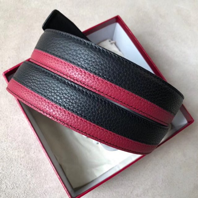 Feragamo gancini original calfskin mens belt 35mm F0013 black&burgundy
