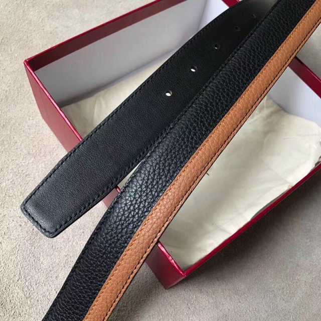 Feragamo gancini original calfskin mens belt 35mm F0013 black&coffee