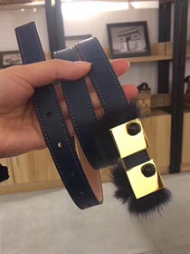 Fendi original calfskin belt 25mm FD0014 navy blue