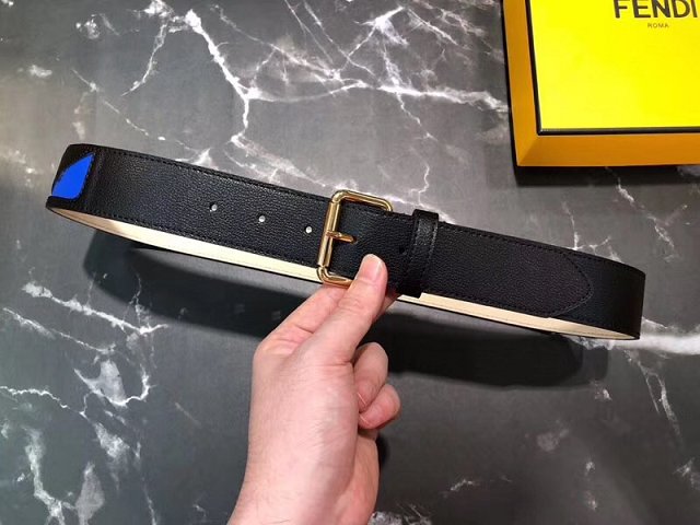 Fendi original calfskin belt 38mm FD0007 black&blue