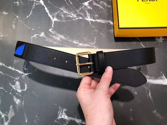 Fendi original calfskin belt 38mm FD0007 black&blue