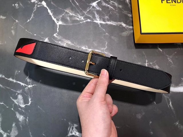 Fendi original calfskin belt 38mm FD0007 black&red