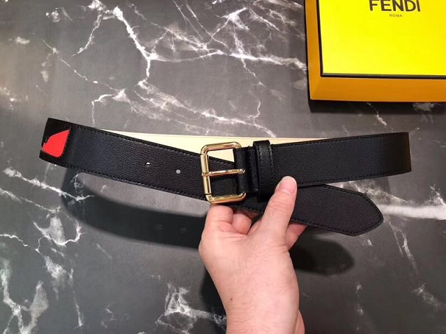Fendi original calfskin belt 38mm FD0007 black&red