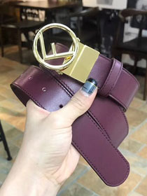 Fendi original calfskin belt 35mm FD0006 burgundy