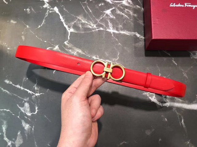 Feragamo gancini original calfskin belt 25mm F0039 red
