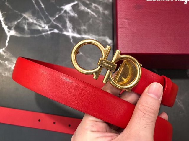 Feragamo gancini original calfskin belt 25mm F0039 red