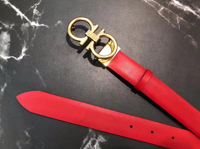 Feragamo gancini original calfskin belt 25mm F0039 red
