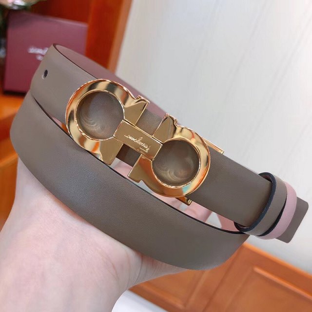 Feragamo gancini original calfskin belt 25mm F0043 grey