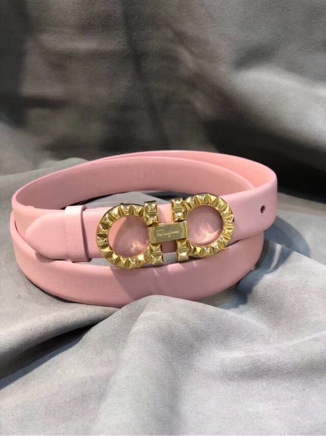 Feragamo gancini original calfskin belt 25mm F0047 pink