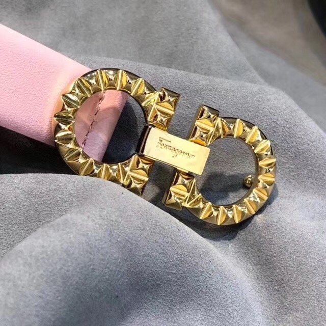 Feragamo gancini original calfskin belt 25mm F0047 pink