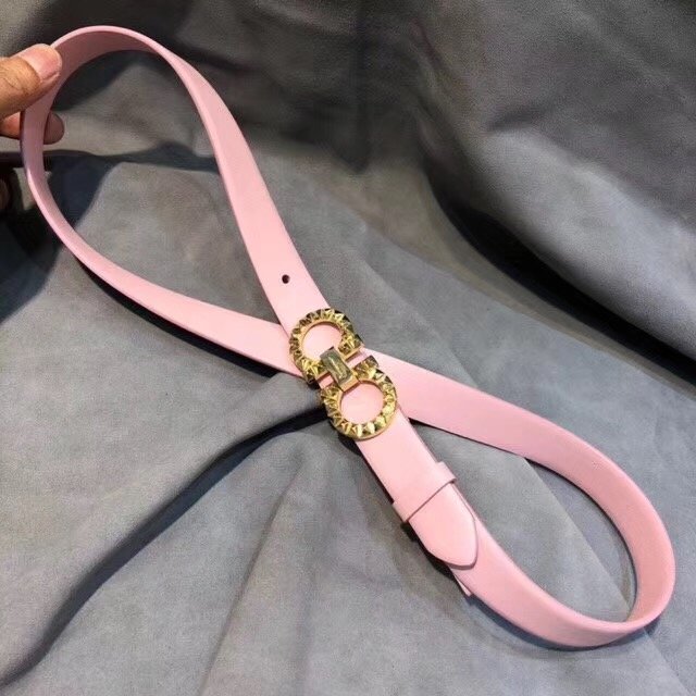Feragamo gancini original calfskin belt 25mm F0047 pink