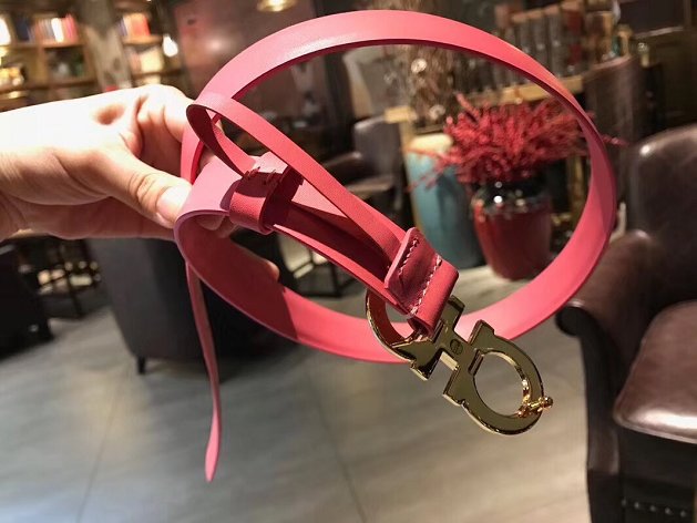 Feragamo gancini original calfskin belt 25mm F0047 pink