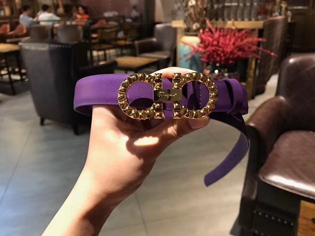 Feragamo gancini original calfskin belt 25mm F0047 purple