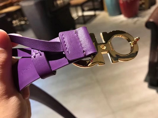 Feragamo gancini original calfskin belt 25mm F0047 purple