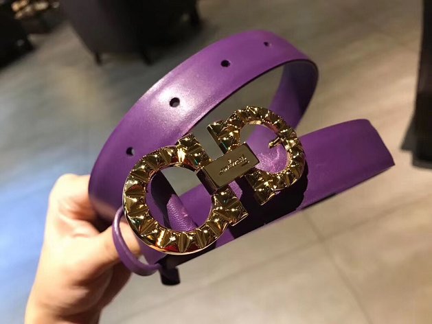 Feragamo gancini original calfskin belt 25mm F0047 purple