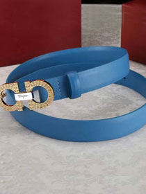 Feragamo gancini original calfskin belt 25mm F0052 blue