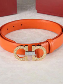 Feragamo gancini original calfskin belt 25mm F0052 orange