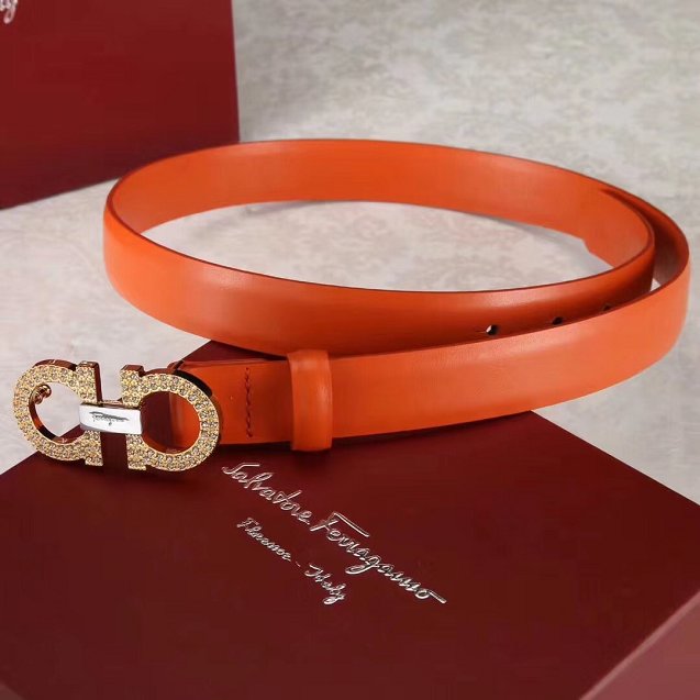 Feragamo gancini original calfskin belt 25mm F0052 orange