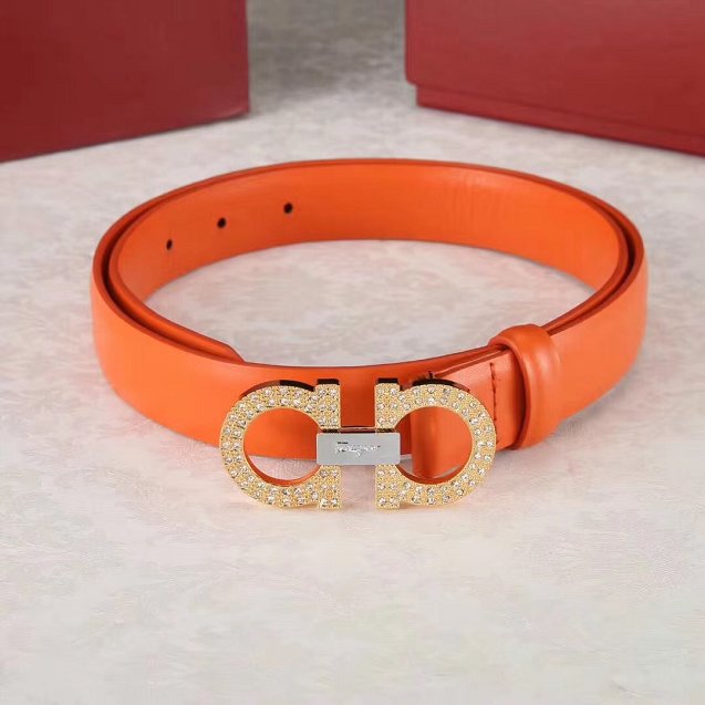 Feragamo gancini original calfskin belt 25mm F0052 orange