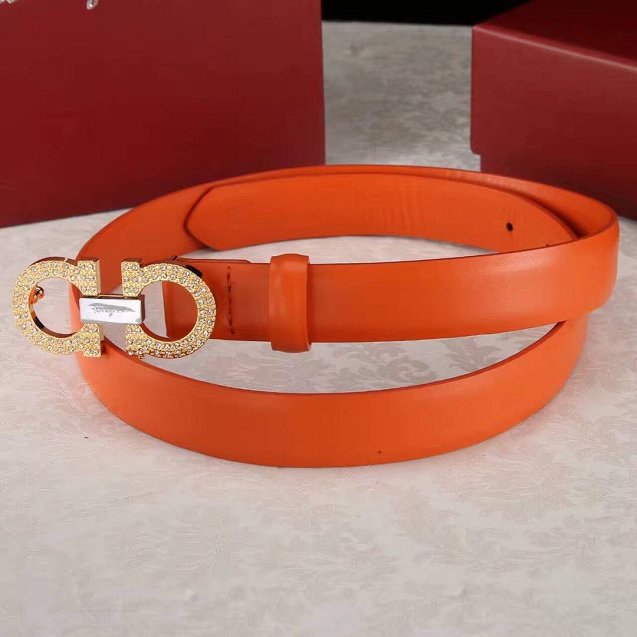Feragamo gancini original calfskin belt 25mm F0052 orange
