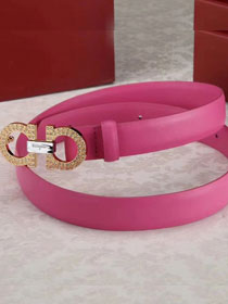 Feragamo gancini original calfskin belt 25mm F0052 pink