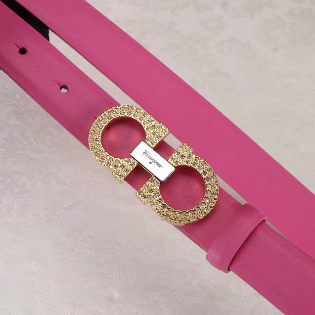 Feragamo gancini original calfskin belt 25mm F0052 pink