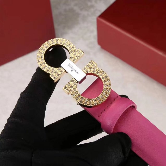 Feragamo gancini original calfskin belt 25mm F0052 pink