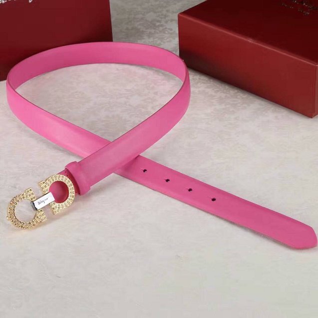 Feragamo gancini original calfskin belt 25mm F0052 pink