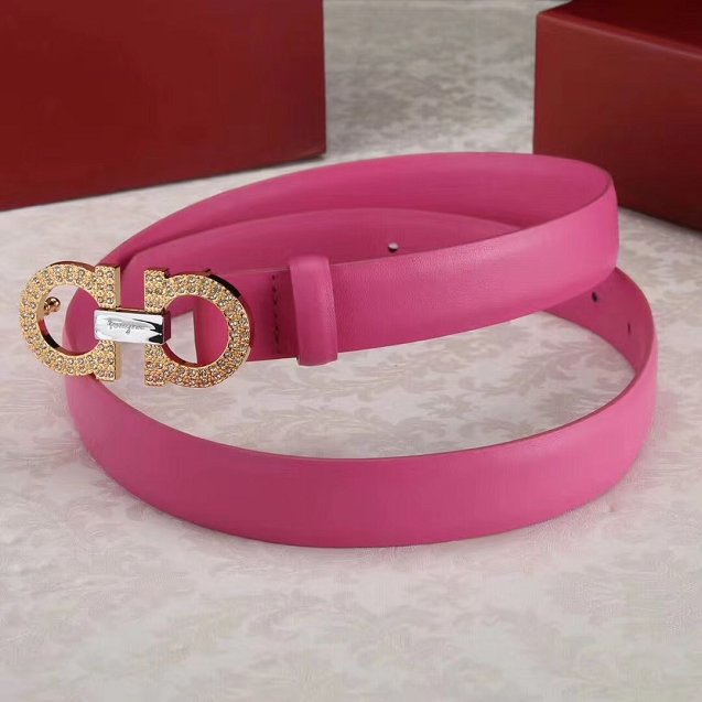 Feragamo gancini original calfskin belt 25mm F0052 pink
