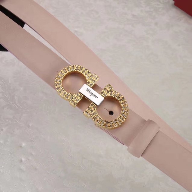 Feragamo gancini original calfskin belt 25mm F0052 pink