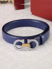 Feragamo gancini original calfskin belt 25mm F0052 royal blue