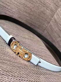 Feragamo gancini original calfskin belt 25mm F0053 white