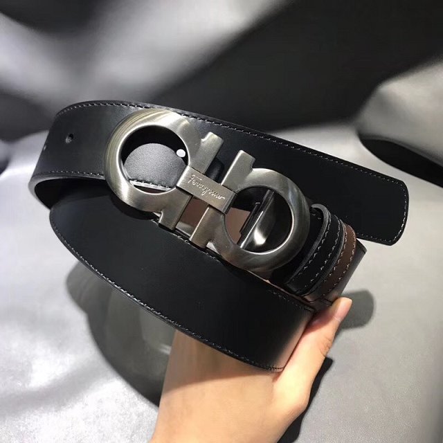 Feragamo gancini original calfskin belt 34mm F0015 black