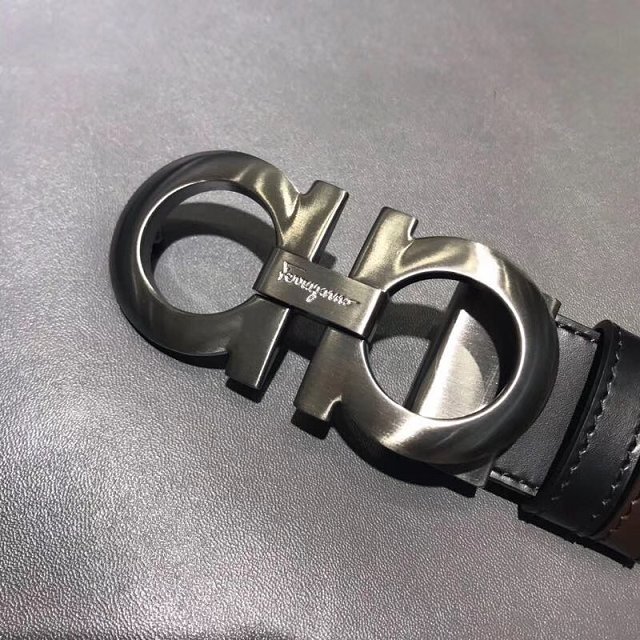 Feragamo gancini original calfskin belt 34mm F0015 black