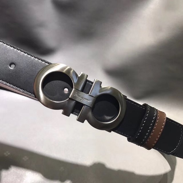Feragamo gancini original calfskin belt 34mm F0015 black