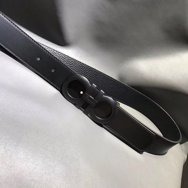 Feragamo gancini original calfskin belt 34mm F0018 black