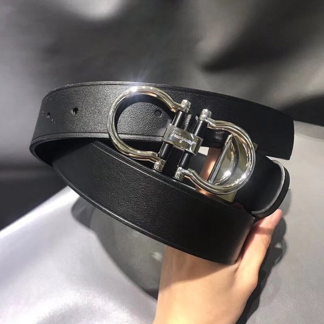 Feragamo gancini original calfskin belt 34mm F0019 black