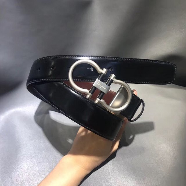 Feragamo gancini original calfskin belt 34mm F0021 black