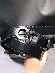 Feragamo gancini original calfskin belt 34mm F0023 black