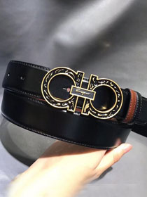 Feragamo gancini original calfskin belt 34mm F0027 black